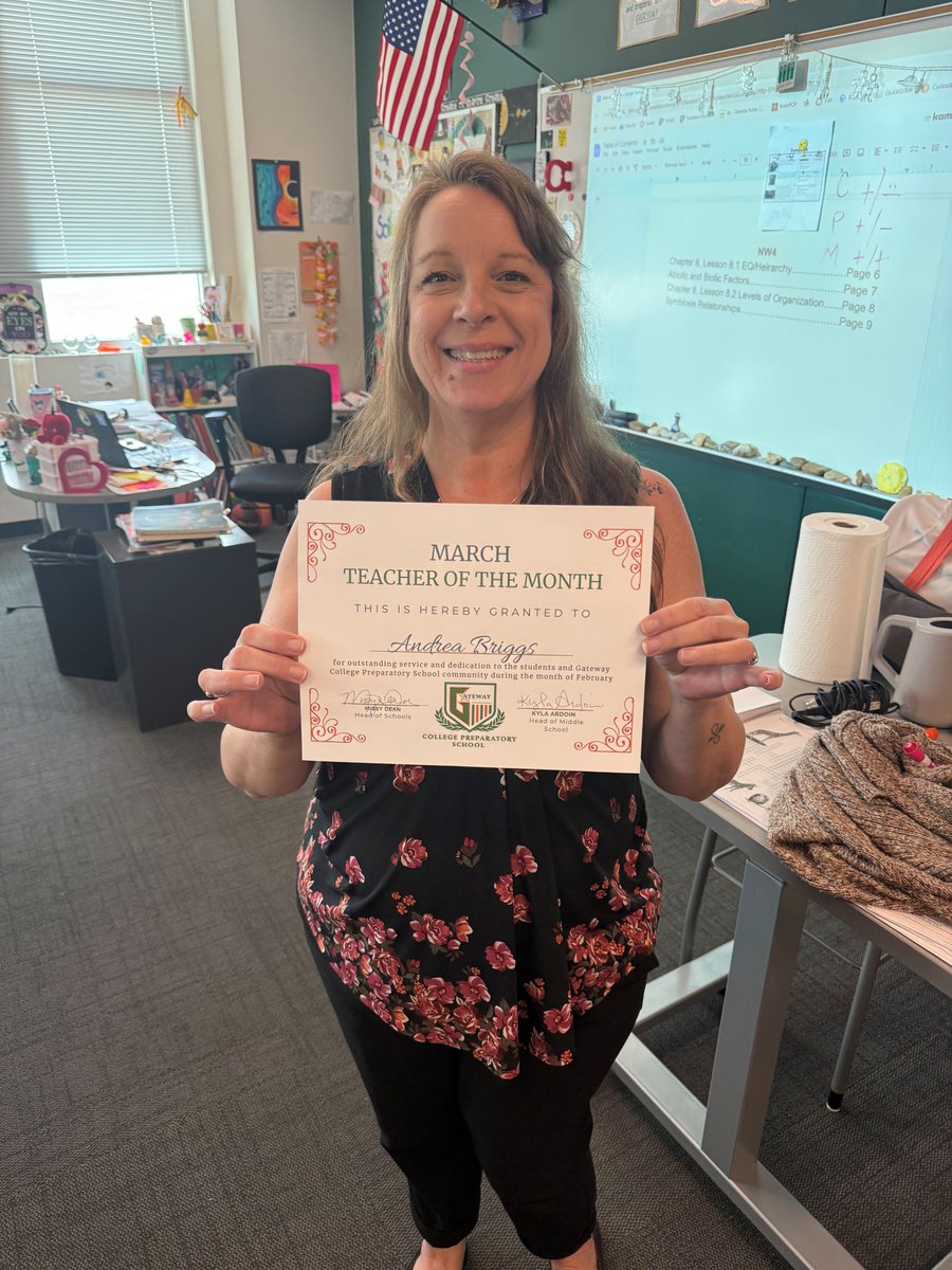 GatewayCPS's tweet photo. Ms. Briggs: You are a whole lotta awesome!  Congrats on being the Gateway Middle School Teacher of the Month.  We appreciate you! https://t.co/6KcSxnKkQB