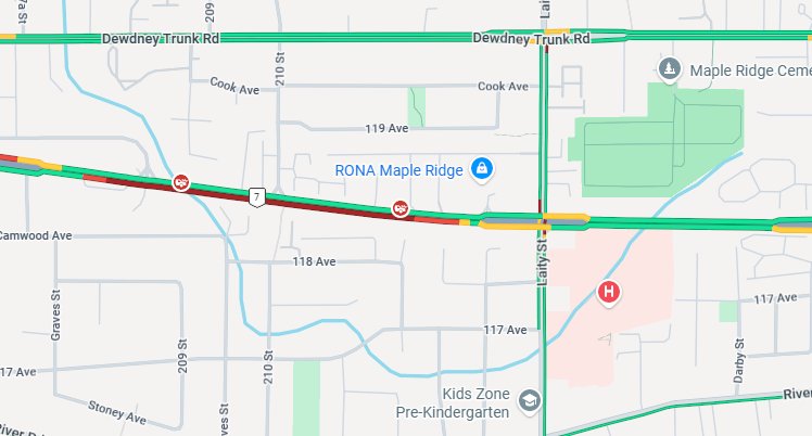 NewsRadioVAN's tweet image. 1:36 #MapleRidge
Medical Emergency taking place on Lougheed #BCHwy7 eastbound before Laity. Right lane blocked.