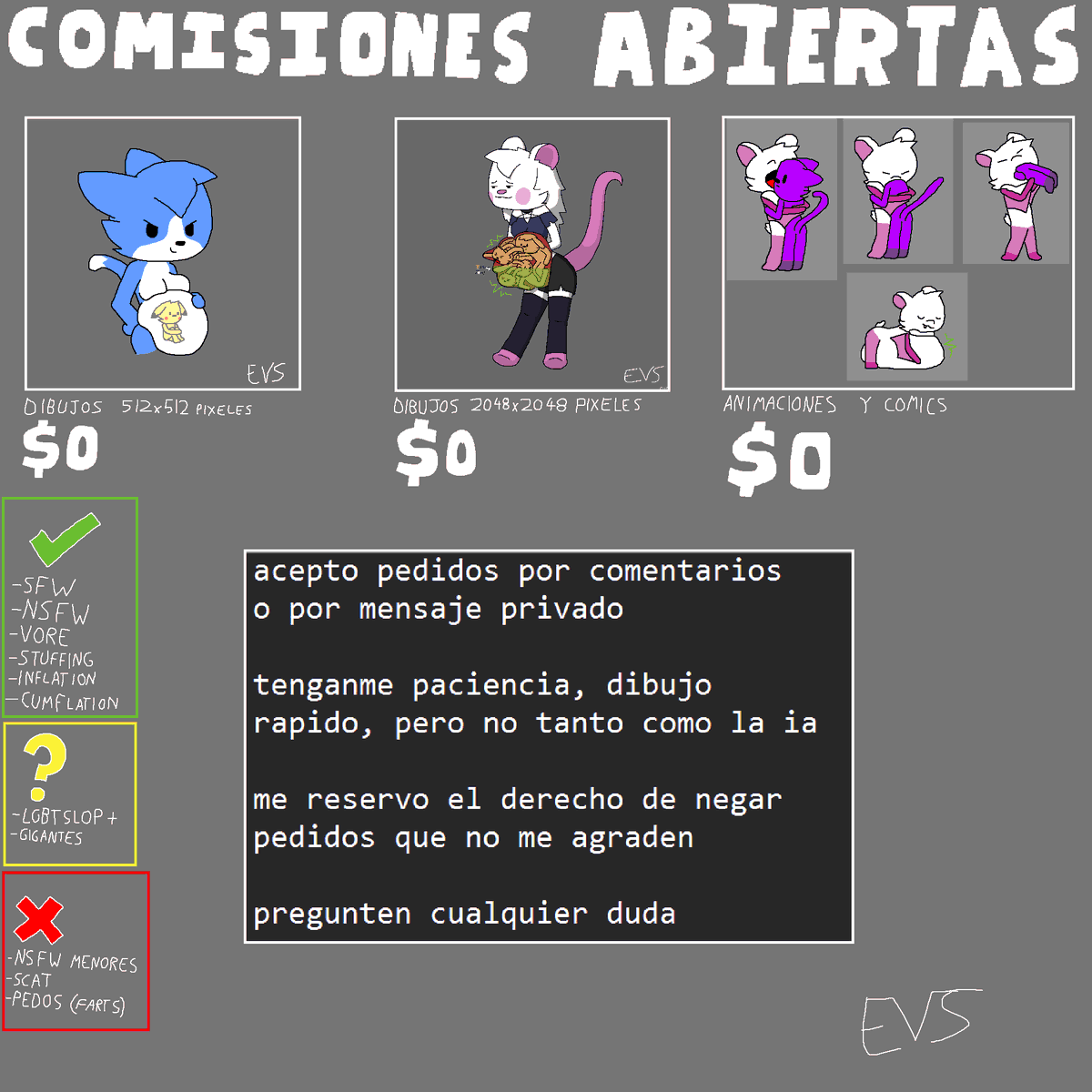 xXevs2Xx's tweet photo. dibujito para recordar que mis comisiones se mantienen gratuitas y abiertas https://t.co/lGlgkjmA2U