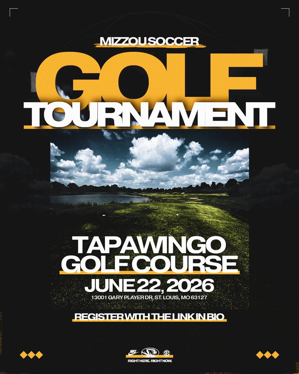 MizzouSoccer's tweet photo. Hit the links with us this summer for our golf tournament! 🐯⛳️

📰 | https://t.co/TosqKRIbRa

#MIZ 🐯 https://t.co/y00cBxaX7d