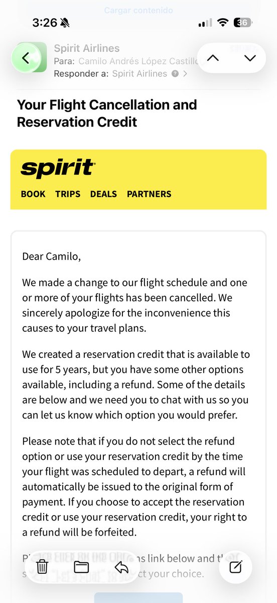 CamiloALopezC's tweet photo. Now, with 8 days left for the flight, they cancel it without explanations. They simply say "choose if we refund or give you a bonus for the value." Well, I DIDN'T WANT THOSE OPTIONS, I wanted my flight, not that they canceled my trip for no reason a week before. https://t.co/DtWEjGdeOn