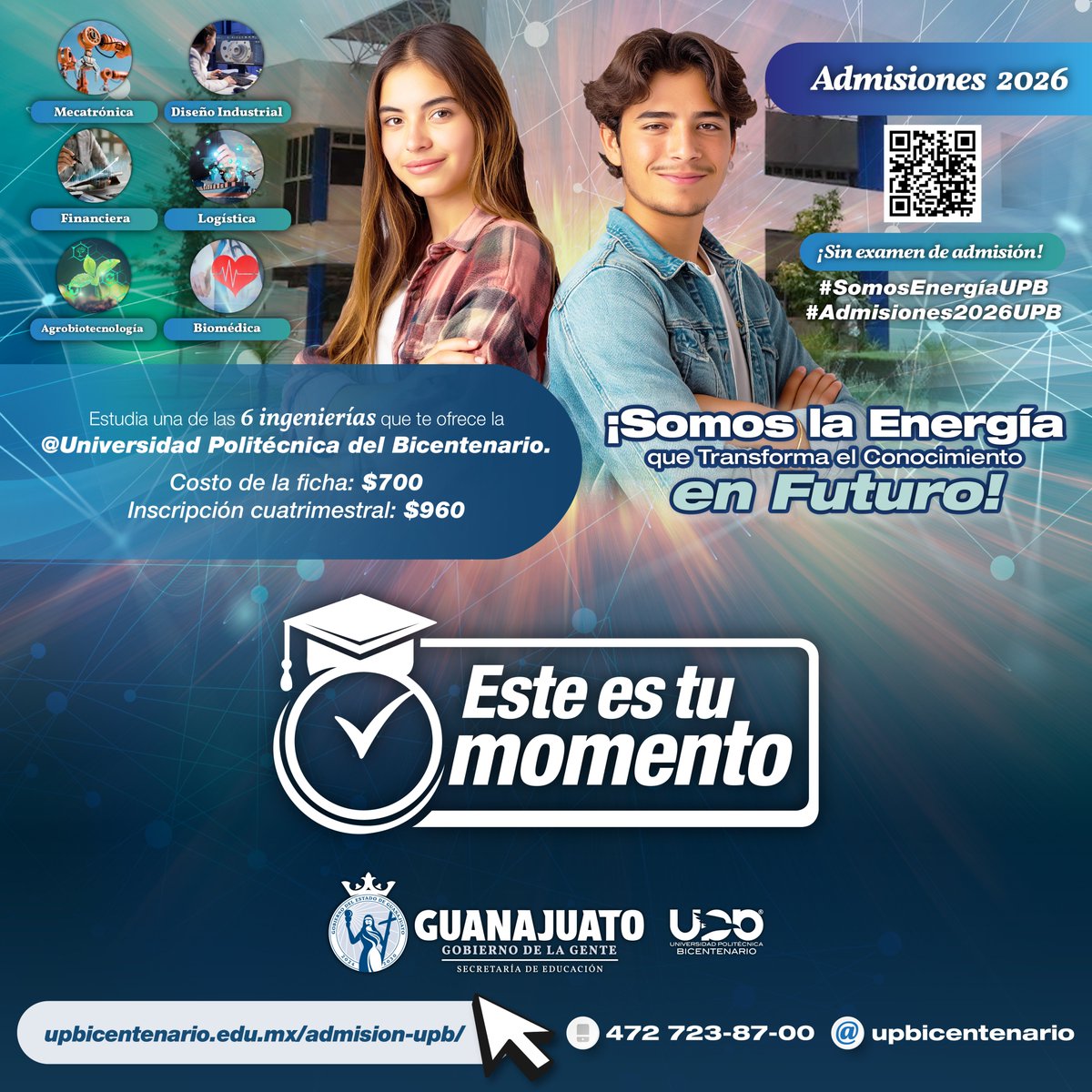UPBicentenario's tweet photo. #Admisiones2026UPB
#UPBSomosEnergíaUPB
¡Estudia Ingeniería Mecatrónica en la Universidad Politécnica del Bicentenario! Adquiere tu ficha antes del 16 de julio en: https://t.co/Ko9ojwJJiI
¡Sin examen de admisión! https://t.co/A4uQgtKmEs