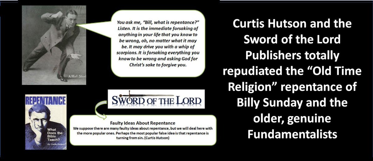 weecalvin1509's tweet image. Sunday's 'old time religion' believed that the sinner needed to repent of his sins to be saved. Then Curtis Hutson of the @swordofthelord  attacked it as false doctrine. I stand with ordained Presbyterian evangelist, Billy Sunday.
#Repentance 
#truthsforthesetimes 
#oldpaths