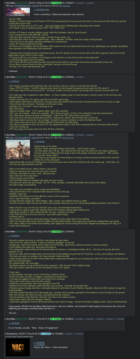 Some have asked for more information about my claim that Waco was a ritual sacrifice because David Koresh was really rescuing children from Bill and Hillary's midwestern trafficking network (and keeping an eye on Buffalo Airlines). 

Pic related is a solid timeline. 

Rules of