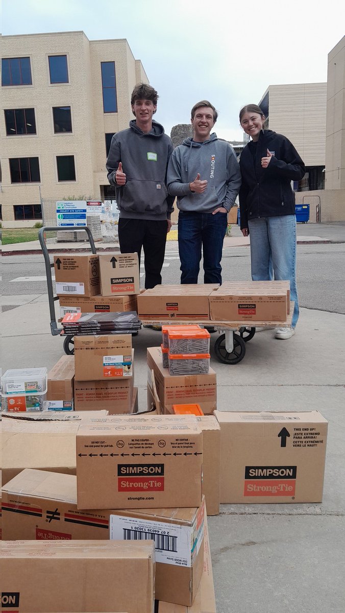 slpei's tweet photo. A big Thank You to @strongtie for support Mines student TimberStrong competition team👍 
A lot of screws were donated to Mines students and Looks like we got enough to cover us for years🤠 https://t.co/gnirdTj2Ii