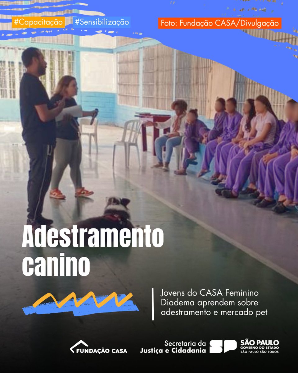 🐾  22 adolescentes do CASA Feminino Diadema participaram de uma oficina de adestramento e comportamento canino, focada em capacitação técnica e regulação emocional. 

🔗 Saiba mais em fundacaocasa.sp.gov.br, no menu Imprensa, na aba “Notícias”.
