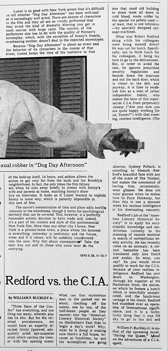 ClassicHBOGuide's tweet image. April 1977 @HBO - the influential conspiracy thriller: THREE DAYS OF THE CONDOR - guide ad, original @nytimes review and article #1970s #conspiracy #classic
