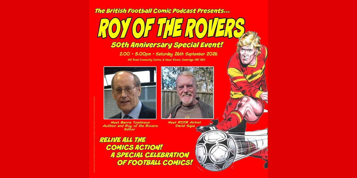 champ_are's tweet photo. Meet @BarrieEditor1, meet Roy of The Rovers artist David Sque! Meet Roy Race! #royoftherovers 

Get your tickets now! 

The “Roy of The Rovers” comic 50 year anniversary event! https://t.co/Af0cC5WveP https://t.co/kEUS5BKxmr