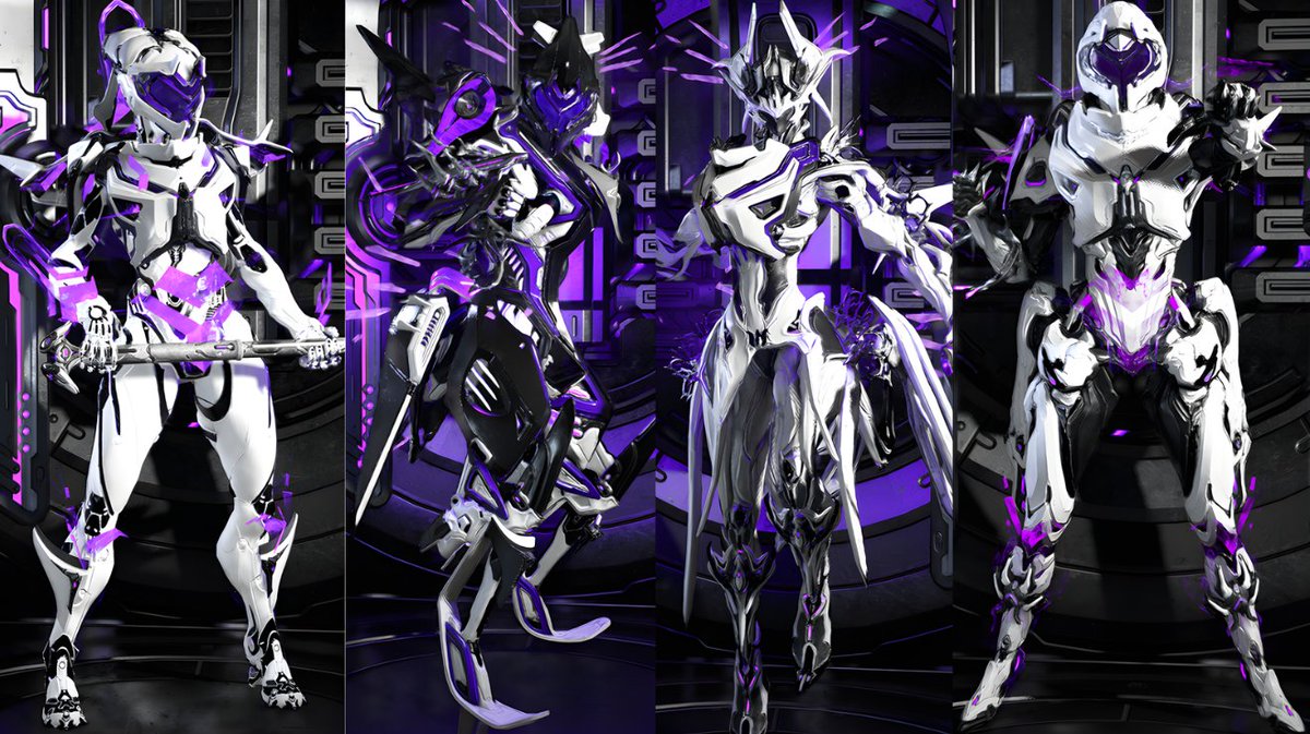 MattGoesBuck's tweet image. I seem to have a thing for Black/White/Purple Mecha looking fashion #Warframe #TennoCreate
