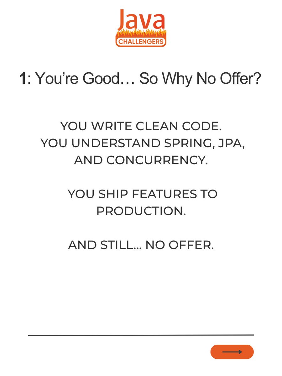 RafaDelNero's tweet image. Being a good #Java developer is not the same as being a strong interview candidate.

If you’re stuck between interviews and offers, you don’t need more grinding. You need clarity.

Book a Career Diagnosis Session here: bit.ly/4j5lLfb?utm_so…