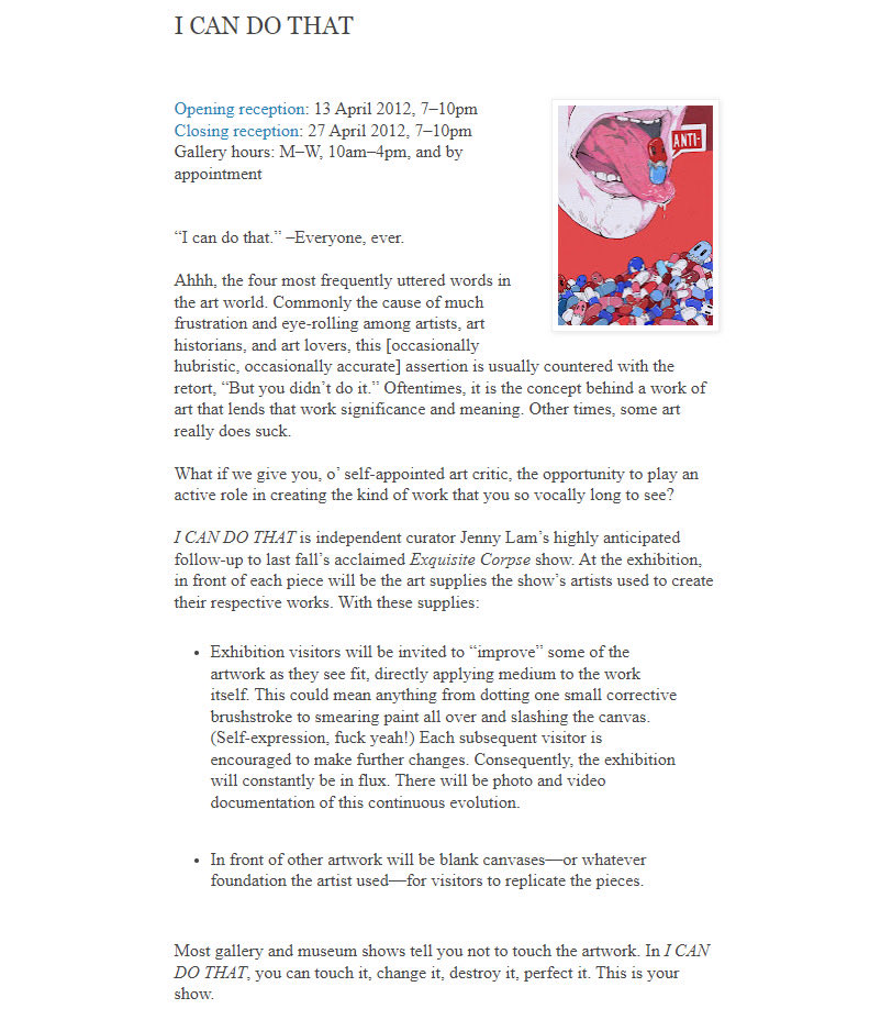 TheJennyLam's tweet image. (Yes, this really was the original official press release I wrote back then: artistsonthelam.blogspot.com/p/i-can-do-tha…

#CommunityBuilding #ContemporaryArt #FineArt #Art #Artwork #Artist #Creativity #Creative #Painting #Writing #Writer)