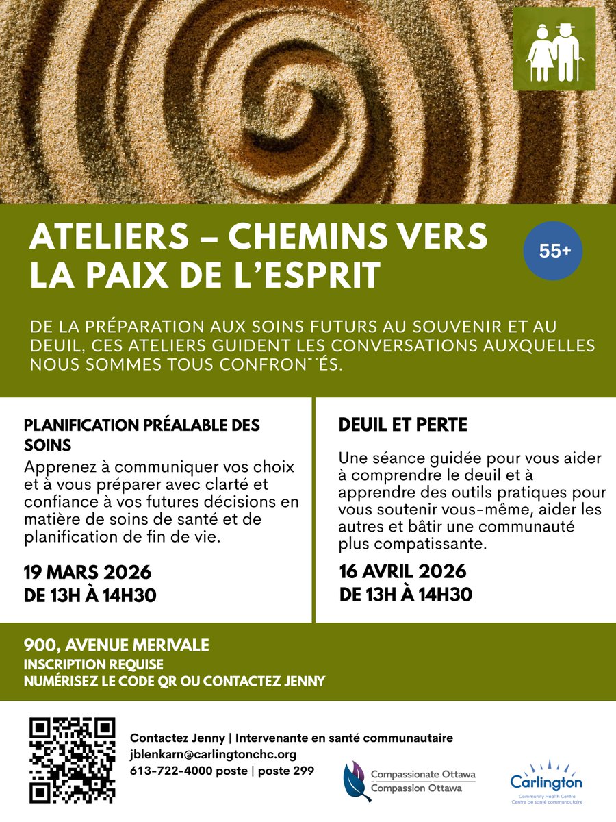 CarlingtonCHC's tweet image. From preparing for future care to remembering and healing after loss, we have prepared a series of workshops designed to bring clarity, confidence, and support to life’s most important transitions. #CommunityCare