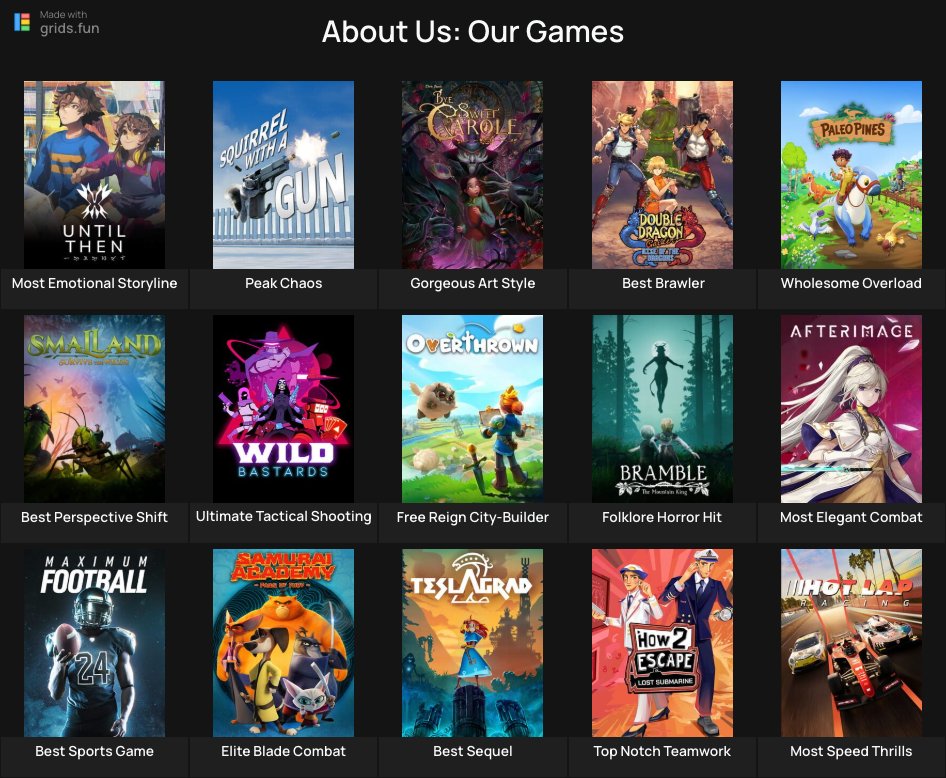 MaximumEntmt's tweet image. We had to join in the fun. Except, we're biased and used all our own titles for every category. 😏 

Share your gaming grid in the comments! 

#gridsfun