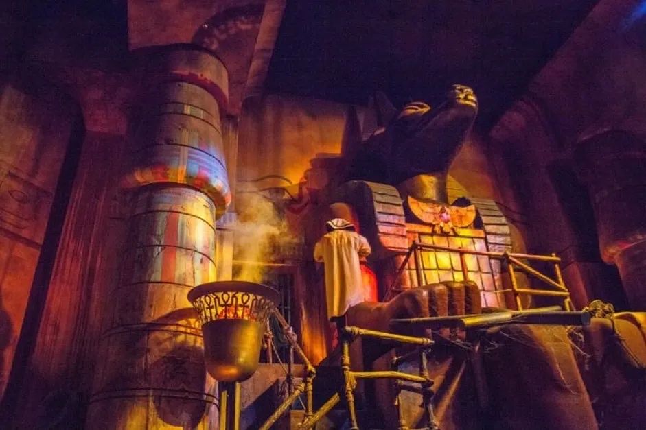 HistoryAtDisney's tweet photo. “Halt, unbeliever! Disturb the treasure of the gods, and you shall all pay with your lives.”

The Anubis scene on the Great Movie Ride went to show you that anything could happen at the movies after your Tour Guide returned to the tram.

Disney’s Hollywood Studios (1989-2017) https://t.co/ilc8OOGshi
