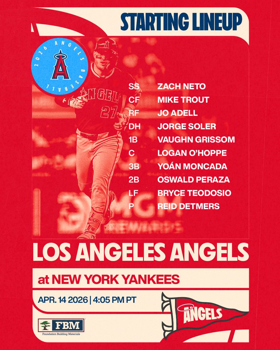 Angels's tweet photo. Back in The Bronx 🏙️

📺: FanDuel Sports Network West
📻: @AngelsRadioKLAA

#RepTheHalo x @FBMSupply https://t.co/QPIDMd0p6o