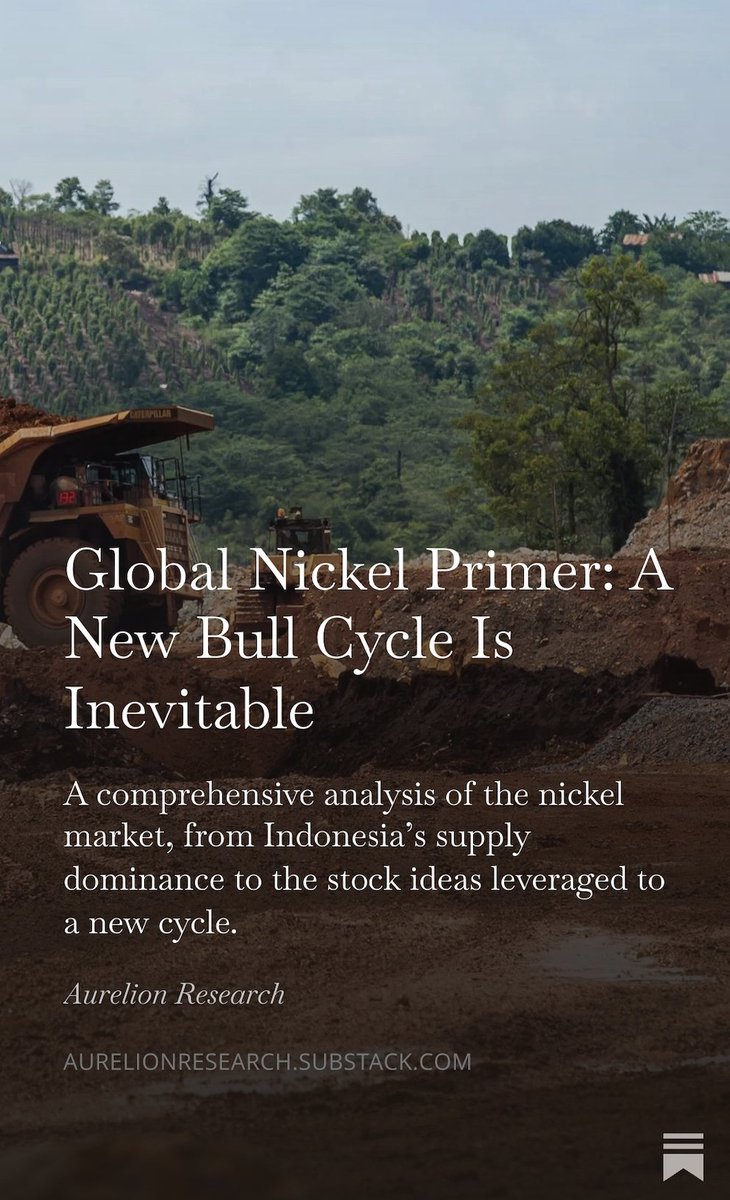 We are back with another Primer! 
It has been a while since we covered the mining sector, and today we are focusing entirely on nickel. It has been heavily sold off since 2023 due to oversupply, but the setup is improving. With Indonesia cutting production in 2026, the