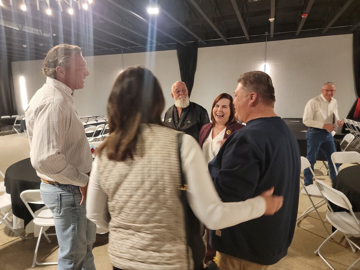 JoyforKS's tweet photo. Kansans in small towns and big cities have been squeezed by rising property taxes. After I shared the story of the Riedels from Ellis County, they hosted me in their community for a town hall. I heard the concerns of their neighbors and shared my vision to deliver a Kansas Comeback!