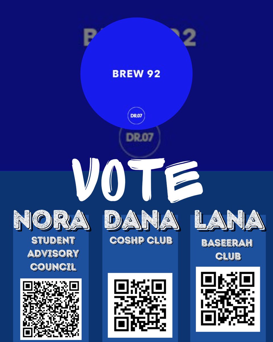 Voting is ON 🗳️
Cast your vote for us and get rewarded ☕️

Send us a screenshot of your vote and receive a Brew 92 discount card🌟

limited quantity, so don’t miss out!

Keeping you caffeinated, one cup at a time 
Thanks to Brew 92!💙

( vote using KSAUHS wifi)

#KSAUELECTIONS27