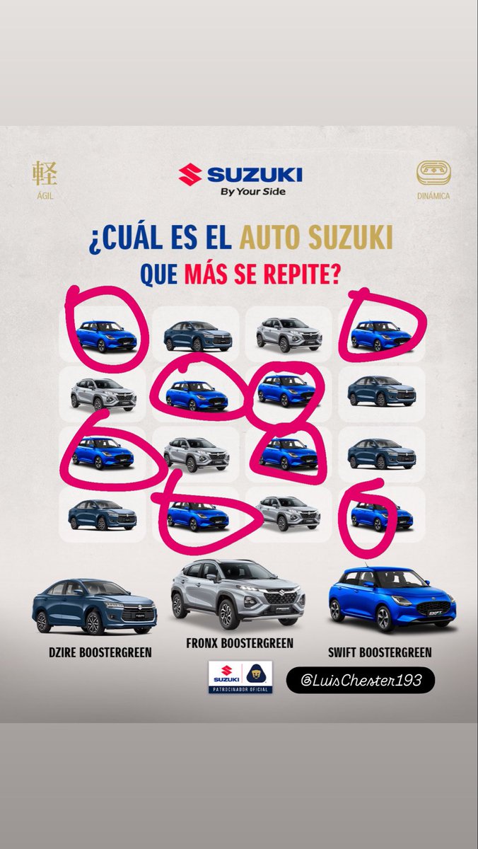 LuisChester193's tweet photo. @Suzuki_Mex @PumasMX 8 veces se repite el SwiftBoosterGreen 
#SuzukiELMotorDeTuPasión 💙 https://t.co/BfS0y2bpD2