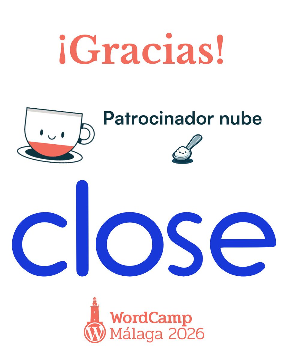 wpmalaga's tweet image. ☁️ Gracias, @closemarketing, por sumaros como patrocinador y apoyar la comunidad WordPress.

Estrategia, creatividad y marketing digital para marcas y empresas que quieren hacer las cosas bien.

 #WordPress #CRM #Ventas #ComunidadWordPress #WCMLG26