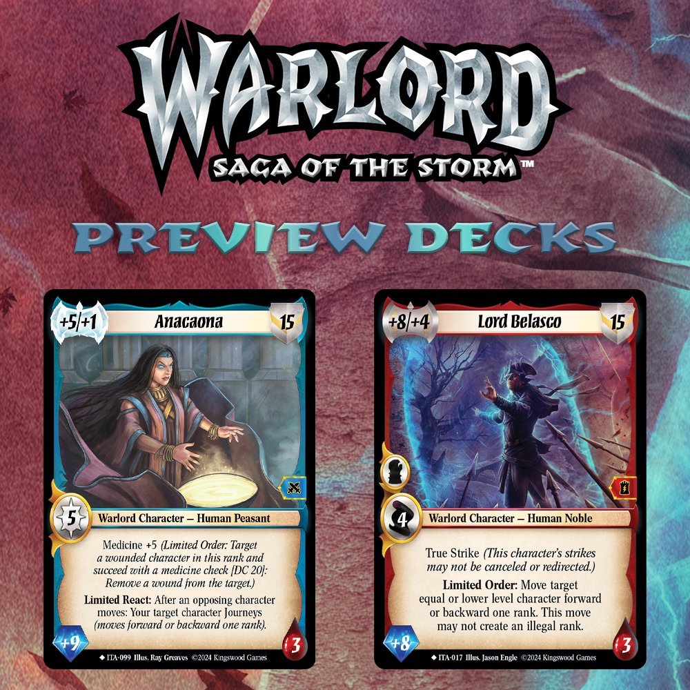 WarlordCCG's tweet photo. While supplies last, @teamcovenant is offering a set of preview decks featuring three different card games, Warlord included.

If you or someone you know has always wanted to try Warlord, this is a great way to experience the game for just the cost of shipping: 

https://t.co/q4RVET8x4J