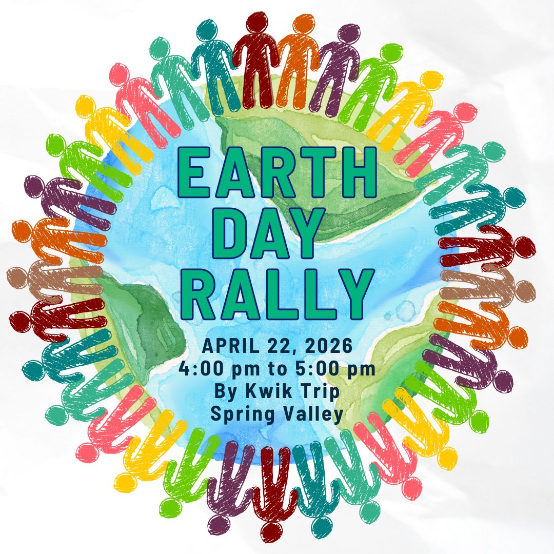 fcdfl's tweet photo. Save the date for a special rally in Spring Valley to honor Earth Day on 4/22/26!
Join us near Kwik Trip between 4 pm - 5 pm (please do not park at Kwik Trip but along Section Ave. to the north of Hwy 16). 
We will also be holding our regular Chatfield rally on 4/22 at 5 pm. https://t.co/69BAF0dMLP