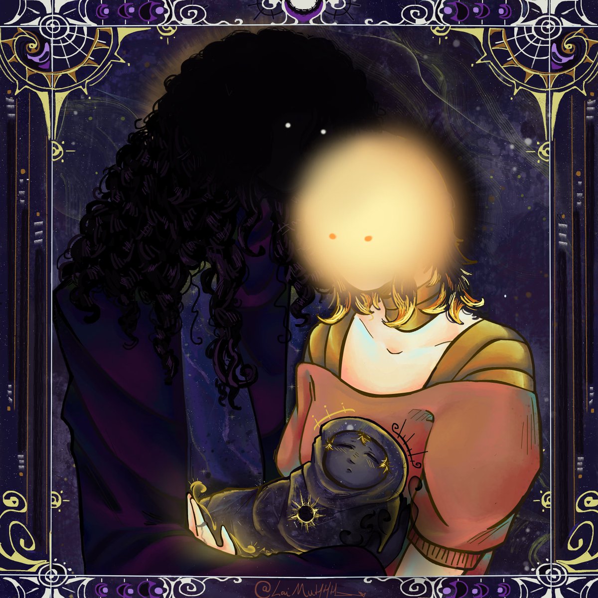 Laimuhhh's tweet photo. "Dizem que desse encontro nasceu algo que não pertencia totalmente a nenhum dos dois. Algo que carregaria luz nas extremidades e sombra na origem"
#arkanis #arkanisfanart #nicklink https://t.co/HkBdWcImIr