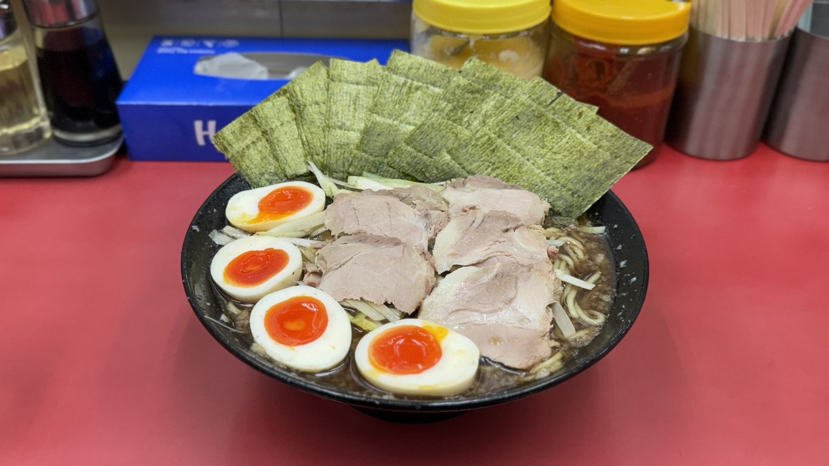 ラーメンショップ 牛久結束店@茨城県牛久市
ネギチャーシューメン（和風醤油変更、大盛）
太麺
味付玉子×2、のり5枚
麺カタメ

#ラーショ
#ラーメンショップ
#ラーメンショップ牛久結束店