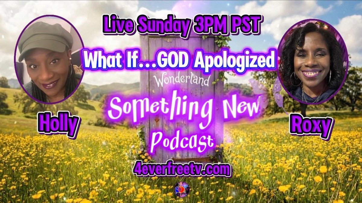 roxypurpleflame's tweet photo. What if God Apologized? 😳Join Holly & Roxy @ Something New PODCAST Let’s Talk🤔LIVE Sunday@ Noon PST
🎇4EverFreeTV https://t.co/tOPZ2Wye1b, ROKU TV, X https://t.co/LsPfxPapFn Tell 2 Friends Who Tell 2 Friends #somethingnew #inspiredai #purplerule💜 https://t.co/SZe9Bc49d4