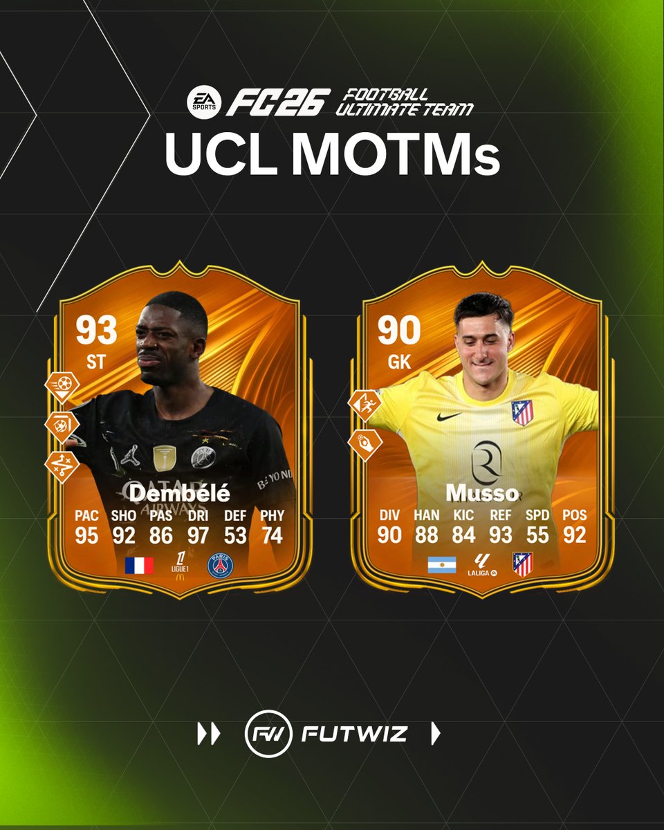 FUTWIZ's tweet image. 🚨UCL MOTMs🚨

PSG vs Bayern or Madrid 

Atlético vs Arsenal or Sporting 

👀