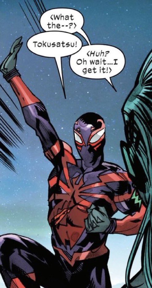 It’s crazy how the pretentious comic crowd hated this when Miles being a dork is a fun as hell character beat. Like of course he’d be Toku fan.