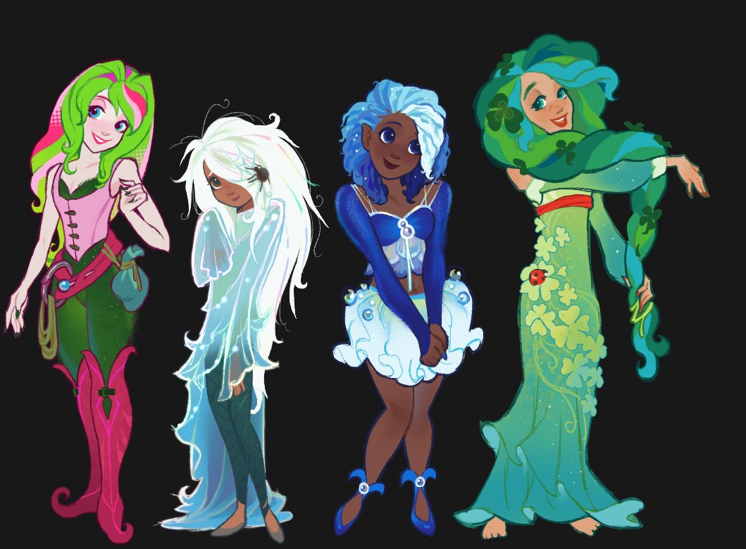 some of my fairy girls as humans (sans wings so they could fit)