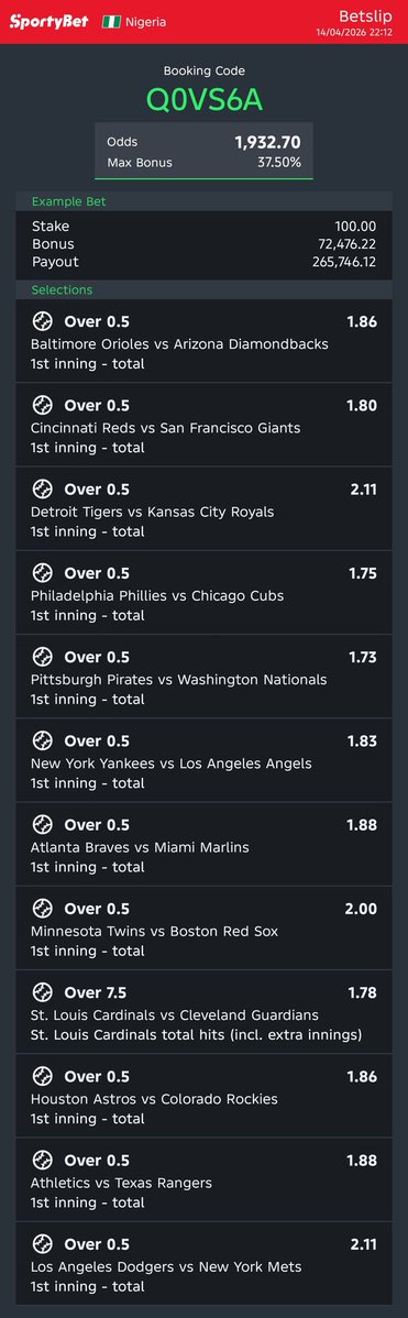 First 20 to like and Retweet drop aza for 2K each drop aza

BASEBALL 🎯

VEVLDR
ZGJY18
VTXGZY

Edit and win tag ur favorite punter✅

 <a href="/BETFUSE1/">BETFUSE</a> <a href="/Barrydanel/">Metrics</a> <a href="/LouieDi13/">B I G L O U I E 🫵🏾</a> <a href="/Akinde4486/">ATM🏀🏀🏀</a>  <a href="/BETFUSE1/">BETFUSE</a>