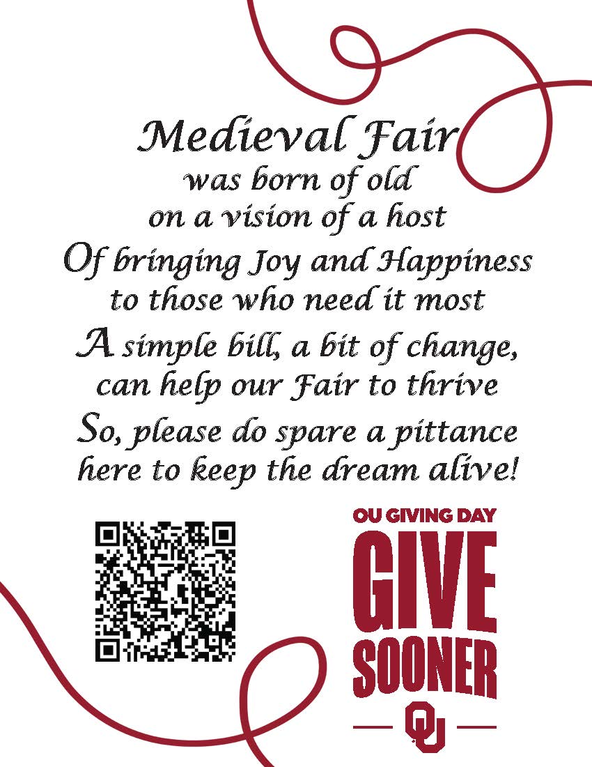 MedievalFair's tweet photo. If you missed making a donation at the Wishing Well at Medieval Fair then OU Giving Day is the perfect opportunity to show your support!  Just start typing Medieval Fair in the search funds field and we'll pop right up.  https://t.co/k9oWszldeq https://t.co/NuG2XZZWbW