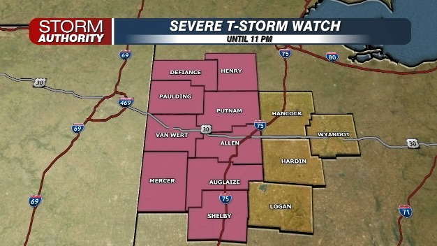 AMusytWLIO's tweet photo. Severe T-Storm Watch has been issued for our area until 11 PM tonight. Have ways to get warnings! #ohwx https://t.co/u3q4wnxiYY