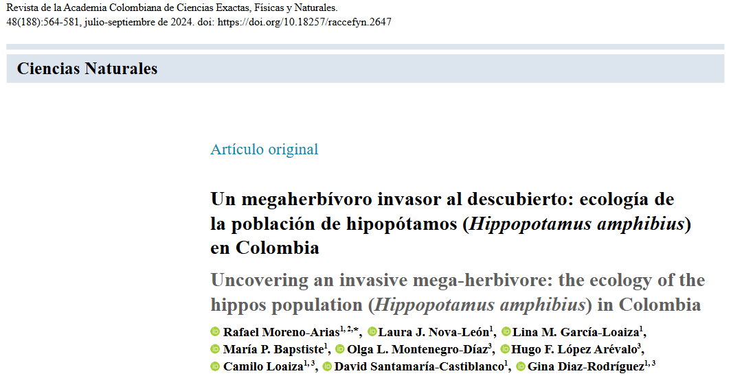 Para evitar la profunda desinformación que promovió <a href="/DCoronell/">Daniel Coronell</a> con su entrevista a <a href="/nibarguen/">Nicolas Ibarguen</a>. Les recomiendo leer y compartir. |Si se ha hecho un censo de hipopótamos y se conoce su ecología espacial!  

raccefyn.co/index.php/racc…