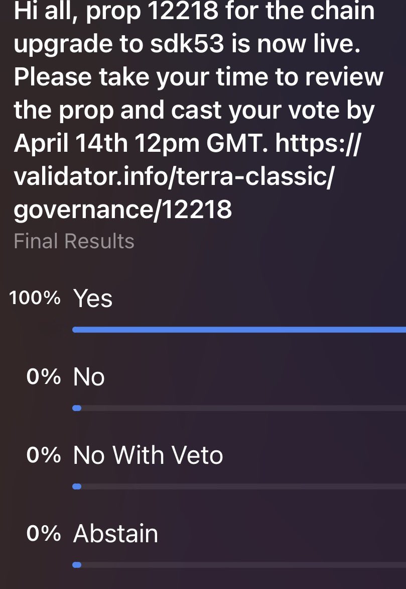 NodeNexusVal's tweet photo. 🚨 NODE NEXUS DELIVERS UNANIMOUS YES VOTE FOR LUNC 🚨  

100% YES.  

Our entire NodeNexus community has just delivered a powerful unanimous vote on the latest LUNC governance proposal.  

Zero opposition. Total conviction.  

As your UK-based validator, we followed our delegates’ wishes precisely and cast our full vote YES. This is a strong step forward for Terra Classic, and NodeNexus is proud to be at the forefront. 🇬🇧💪  

Proof from our community group attached below 👇  

If you hold LUNC and want your stake to count in governance, delegate to NodeNexus now.  

Reliable uptime. Transparent voting. Zero drama. Real impact.  

Let’s keep pushing LUNC forward together.  

Who’s joining the movement? 🔥  

#NodeNexus #LUNC #TerraClassic #LUNCGovernance #VoteYes #CryptoUK #DecentralisedFuture