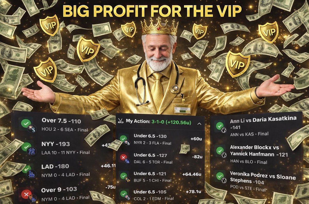 🚨 ANOTHER HUGE VIP DAY 🚨

Cash it. Count it. Repeat. The Doctor don’t miss

DoctorSports VIP = MONEY MACHINE 💰

LINK ⬇️ to Join the WINNING VIP SERVICE!

winible.com/doctorsportshq…

<a href="/DoctorsportsHQ/">DAILY WINNING BETS - VIP LINK BIO</a> #vip #winner #parlay #Gambling𝕏 #gamblingcommunity #bet #fyp #fypage
