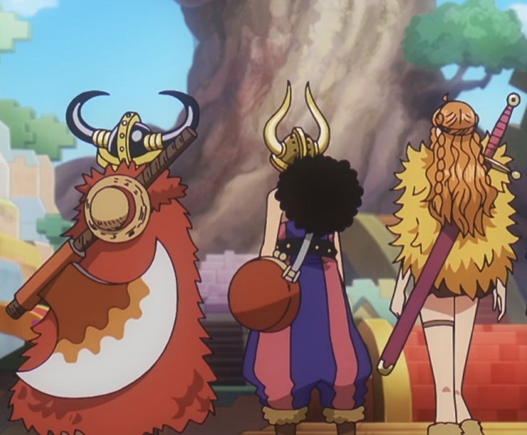 _01MiKu01_'s tweet photo. Nami, Usopp and Luffy in Elbaph arc 😄🙌 #ONEPIECE1157 #OnePiece #Luffy #Usopp #Nami https://t.co/w6DN2DM2uD