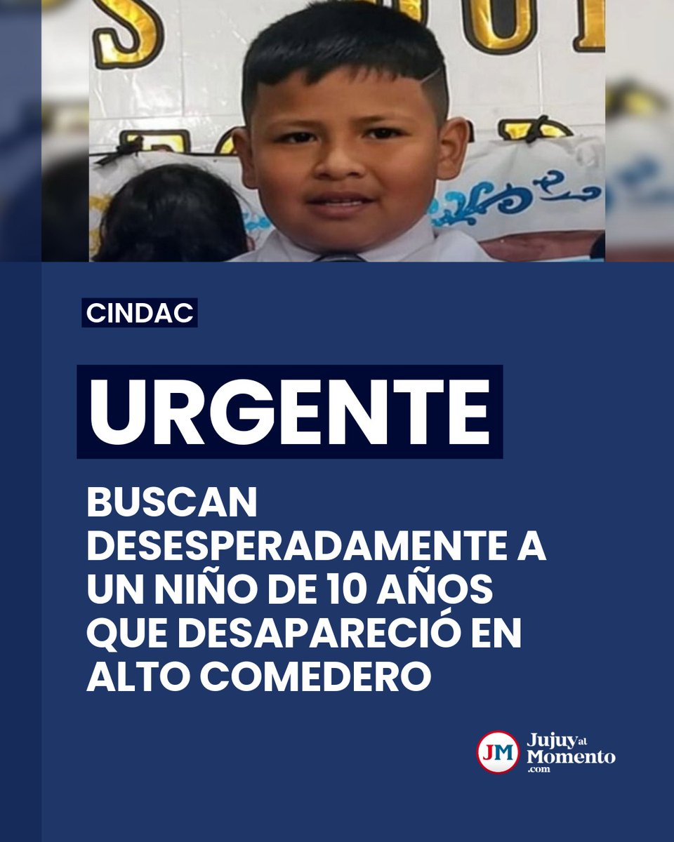 🚨👦 Se trata de Mauro Nicolás Flores, quien fue visto por última vez este martes cuando salió de la Escuela Nuevo Horizonte

⚠️ Se activó el protocolo de búsqueda CINDAC y piden la colaboración de toda la comunidad
ow.ly/CPph50YJ6Cy