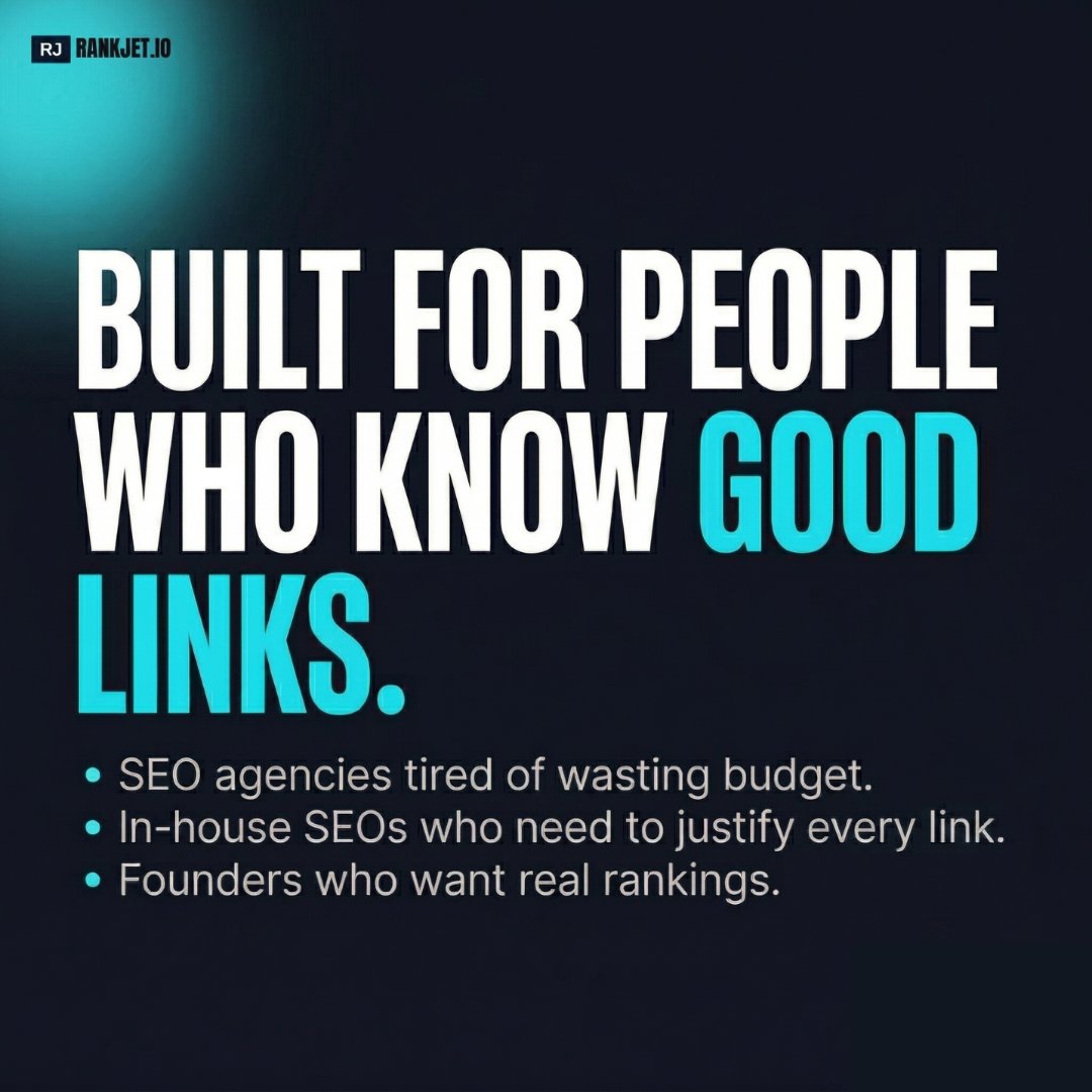rankjet_io's tweet photo. Stop wasting your SEO budget on low-quality backlinks. 
We built a marketplace specifically for professionals who demand transparency, high standards, and measurable ROI. 
Explore the platform here: https://t.co/QrjjRMvgFj

#linkbuilding #SEO #backlinks https://t.co/fgKzHT9Ljv