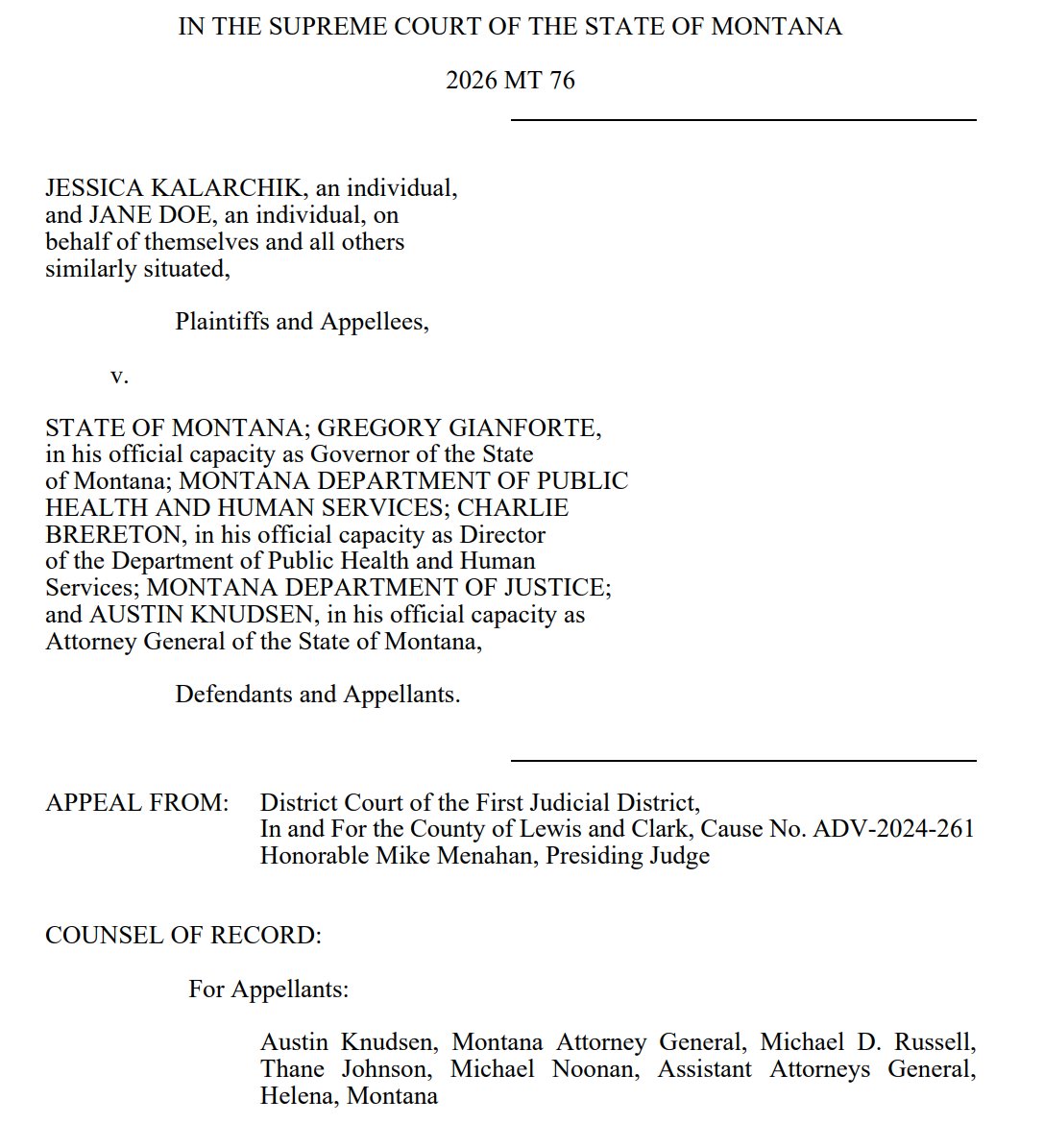 MontanaMuckrake's tweet image. BREAKING: Montana Supreme Court upholds the preliminary injunction against SB 458 (2023), the "definition of sex" bill that banned trans persons from getting corrected drivers licenses or birth certificates, in a 5-2 decision; CJ. Swanson and J. Rice dissent #mtpol #mtnews