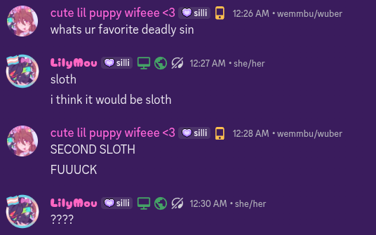 wife just asked me for my favorite deadly sin ??????