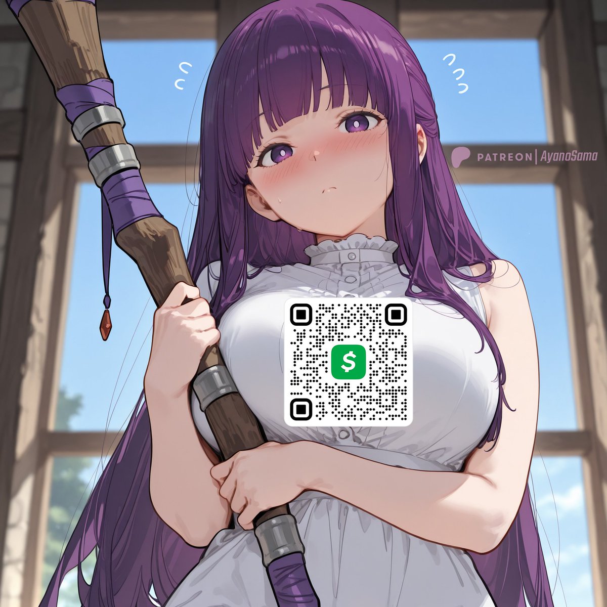 PollysWannaFly's tweet image. What a nasty obstruction. You wouldn't know it, but there's a delightful peep at her cleavage hidden behind that QR code. 

I wonder, can you think of any way you might be able to remove it? I'm sure even a cumbrained moron like you can think of something! 

#Censor | #2DFD |