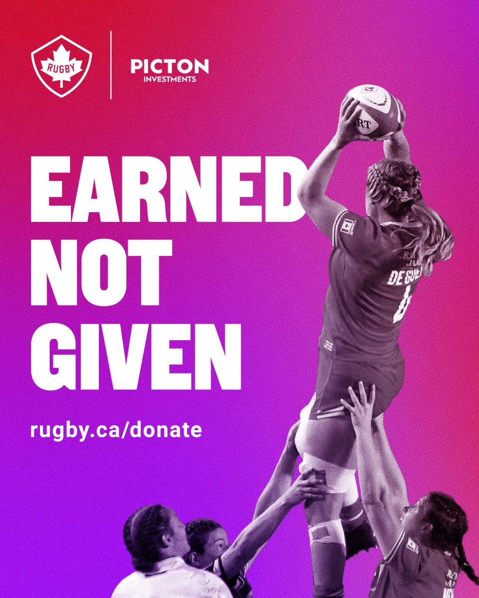 RugbyCanada's tweet image. Imagine What's Possible with More. Your donation narrows the gap between potential and podium. 

Learn more about the Earned Not Given campaign at info.rugby.ca/donate

#RugbyCA | #OneSquad I #EarnedNotGiven