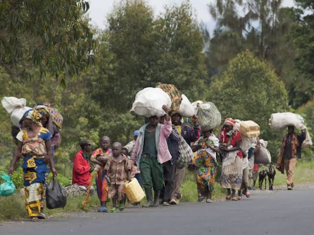 mediacongo's tweet photo. #NordKivu: Un déplacement massif de population est signalé depuis hier dans l'agglomération de #Malemo, territoire de #Masisi. Les habitants, récemment retournés chez eux, ont été contraints de fuir à nouveau vers Kalembe sur ordre de l'#AFC/#M23. Ce flux aggrave la crise humanitaire dans une zone déjà saturée et dépourvue d'assistance