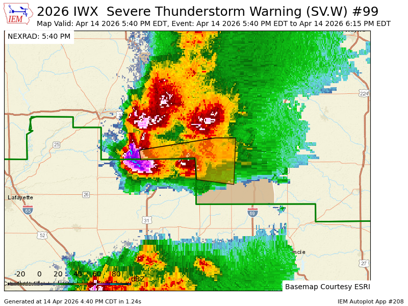 DynamicWx_OH's tweet photo. IWX issues Severe Thunderstorm Warning [wind: 60 MPH (RADAR INDICATED), hail: 1.00 IN (RADAR INDICATED)] for Grant, Miami [IN] till 6:15 PM EDT https://t.co/V3kJaTooyW https://t.co/ywWiWlwHh6