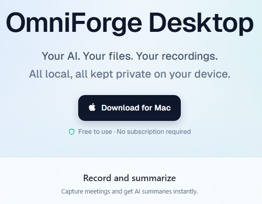 OmniForgeOnline's tweet image. There are already great AI tools for writing, reasoning, and speed.

What most of them do not offer is a private way to work across your own documents, notes and recordings without uploading that context first.

That is where OmniForge Desktop comes in.

#LocalAI #PrivacyByDesign