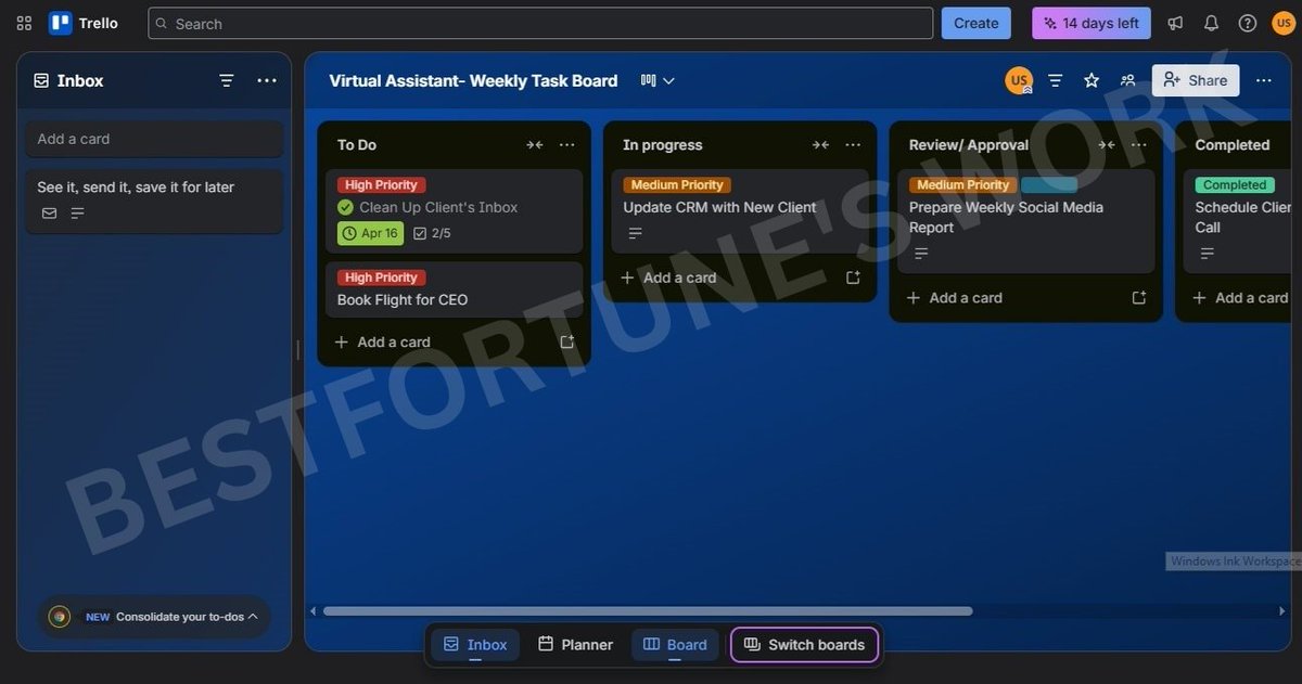 bestfortune_o's tweet image. efficiency to your workflow.

Have you used Trello before? What was your experience like?

#day10 #Remotetrybe #virtualassisstantjourney #remotework #learningjourney #RemoteTrybeChallenge #VApowerskills #Productivitytools #Trello