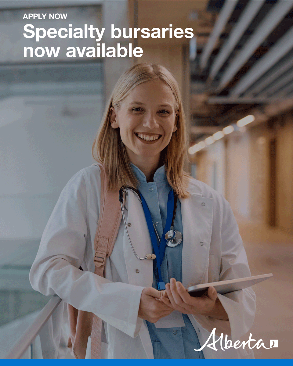 AlbertaEconomy's tweet image. Applications for NADB’s Specialty Bursaries are open till May 15. You could be eligible if you’re a student in any of these fields and to live and work in northern #AB upon graduation. 
- Medical/dentistry  
- Nurse practitioner 
- Pharmacy 
- Veterinary  
alberta.ca/northern-alber…